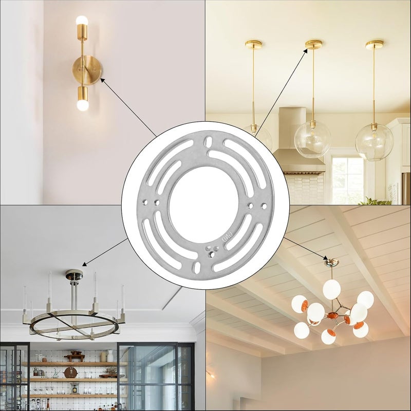 GNOLAK 6 Pack Universal Light Fixture Mounting Bracket Heavy Duty 50 LB Rated, 4 Inch Diameter Steel Round Light Crossbar Nickel Acorn Cap Nuts for Ceiling Light Chandelier (Nickel Cap Nuts(6 Pack)) - Image 5